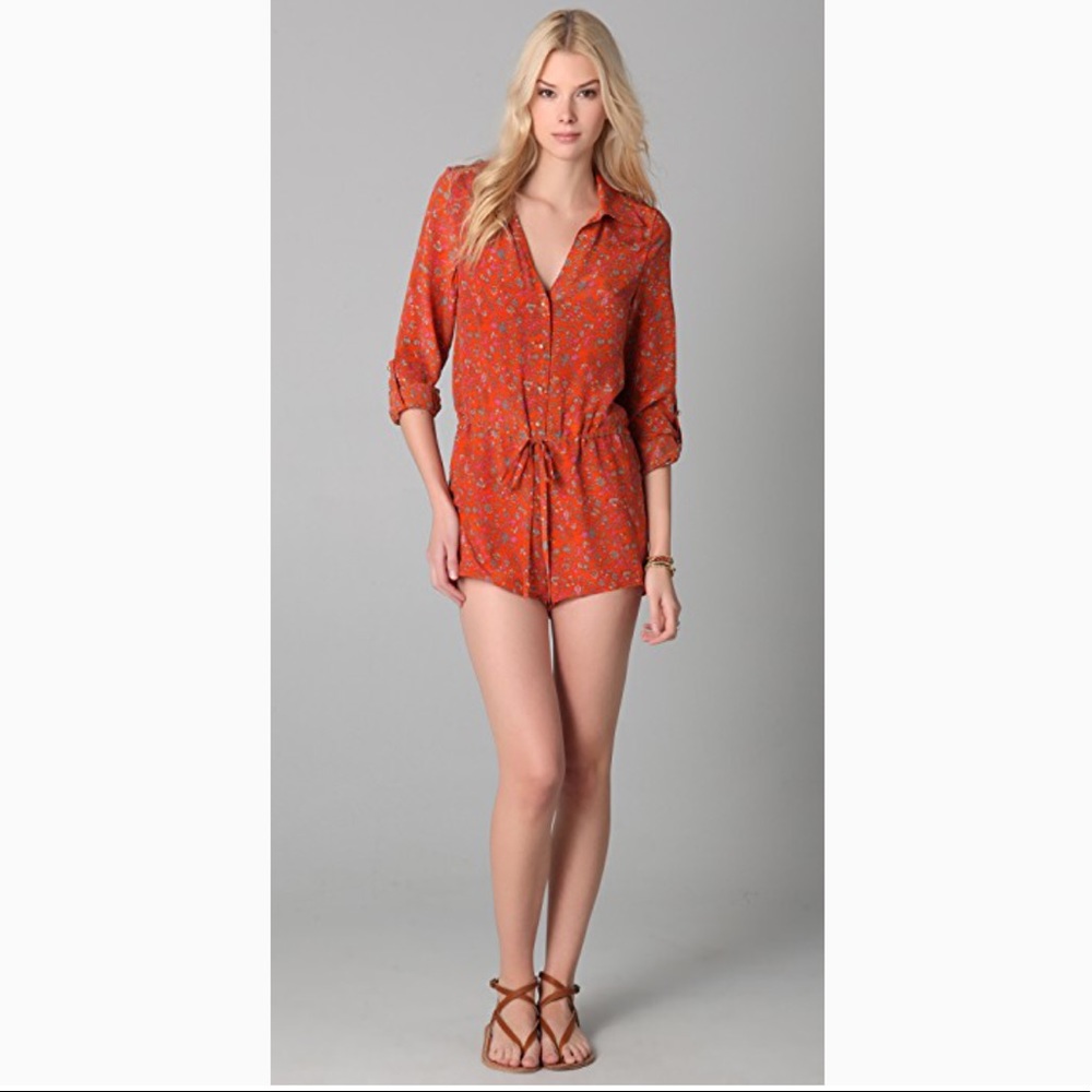 Dallin Chase Fieldstone Silk Romper Vintage Vibe S